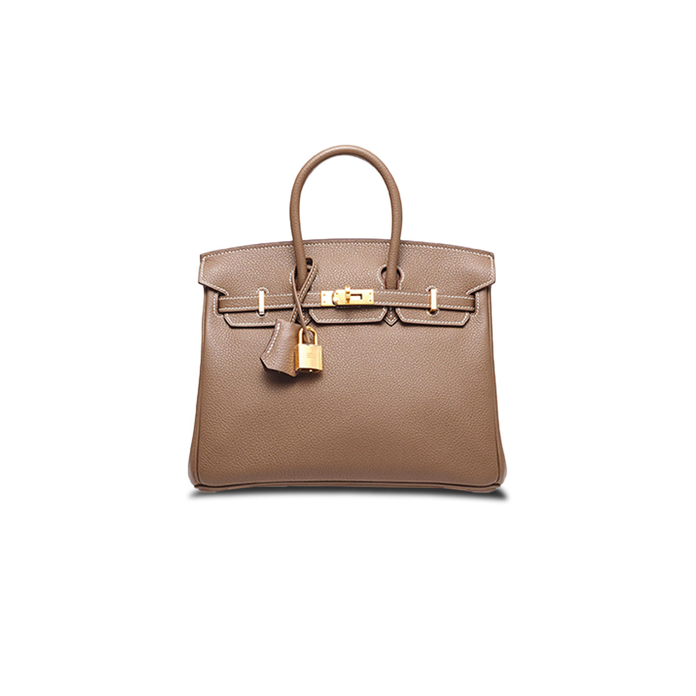 H**me5 BIRKIN 25 EPSOM LEATHER MILK TEA GOLD BUCKLE HANDBAG 631655 (25*20*13cm) Master Quality
